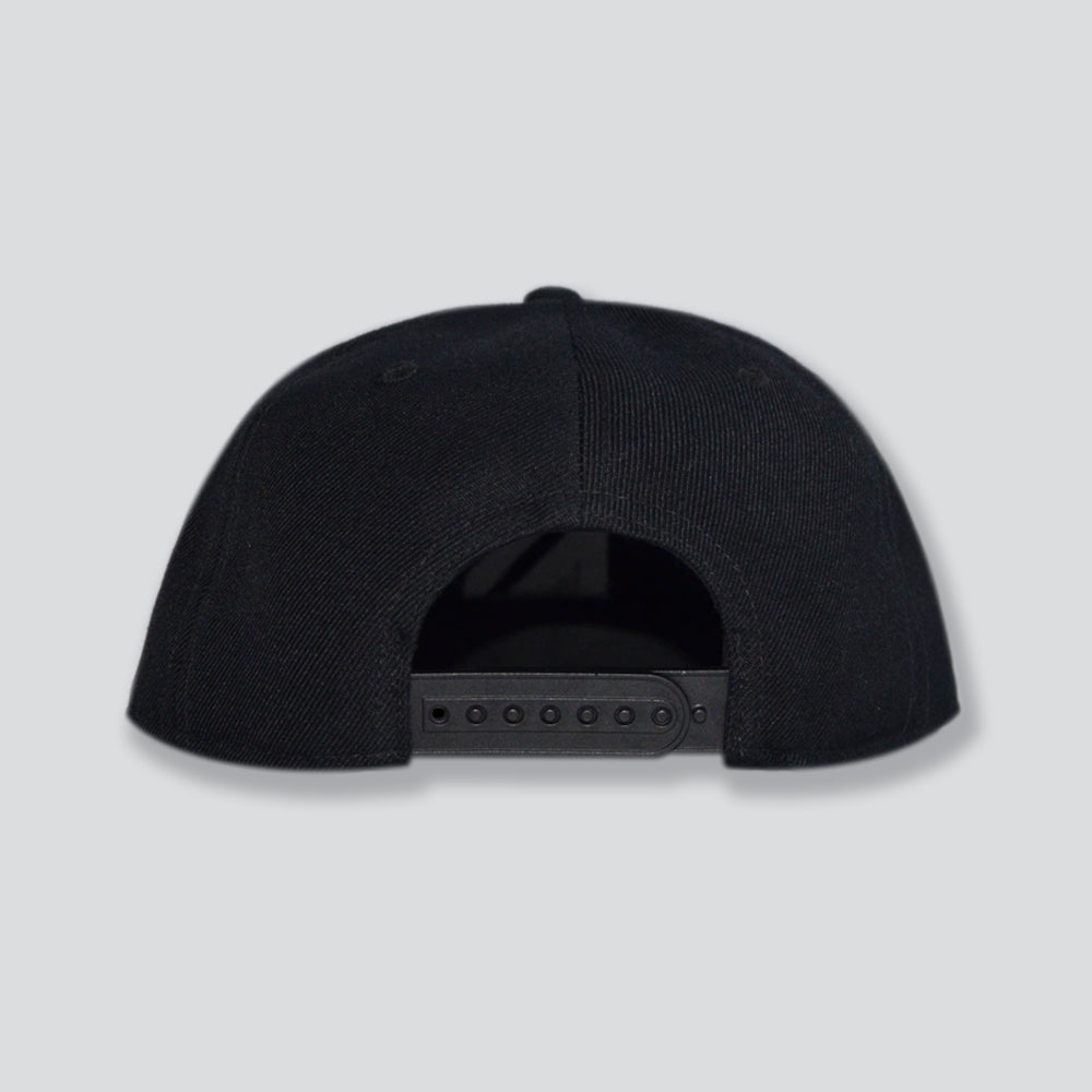 Phoenix Snapback in black with logo back