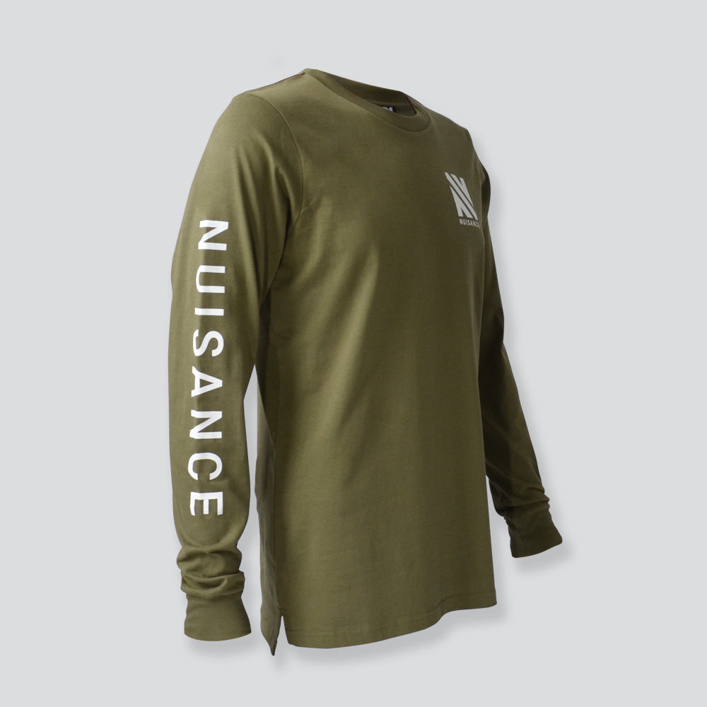 Unisex Hudson long sleeve tee in army front